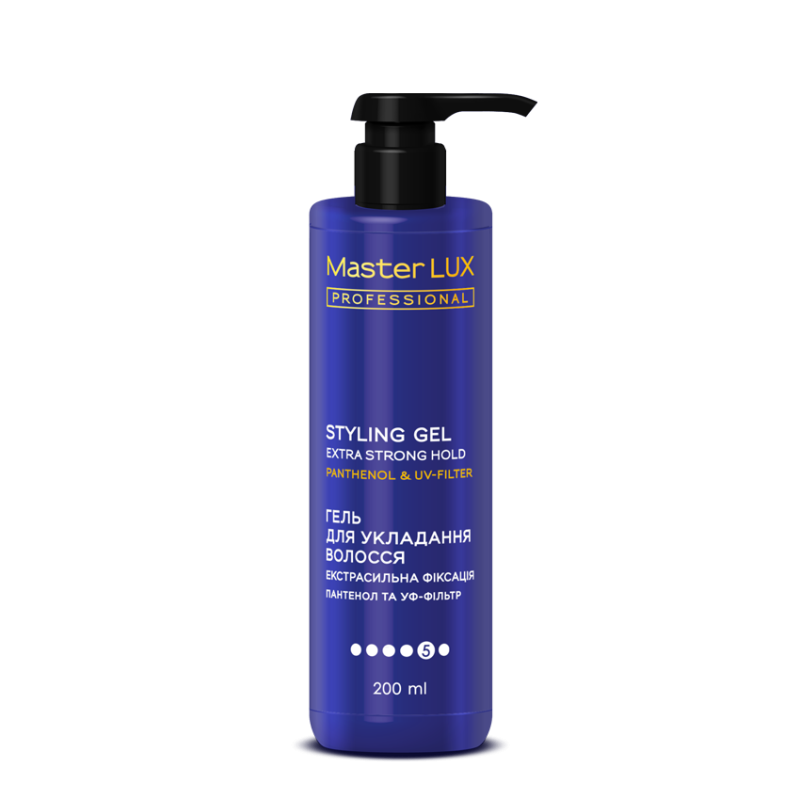 Гель для укладання волосся екстрасильна фіксація Master LUX 200 мл