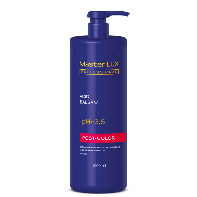 Шампунь кислотний після фарбування та освітлення волосся POST COLOR Master LUX 1000 мл