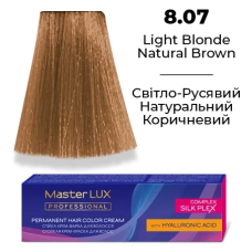Стійка крем-фарба для волосся 8.07 Світло-русявий натурально коричневий Master LUX 60 мл