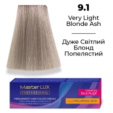 Стійка крем-фарба для волосся 9.1 Дуже світлий блонд попелястий Master LUX 60 мл