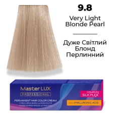 Стійка крем-фарба для волосся 9.8 Дуже світлий блонд перлинний Master LUX 60 мл