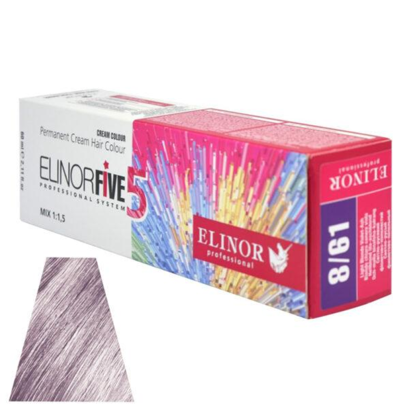 Фарба для волосся ElinorFive5 professional  СВІТЛО-РУСЯВИЙ ФІОЛЕТОВО-ПОПЕЛЯСТИЙ 8/61 100 МЛ