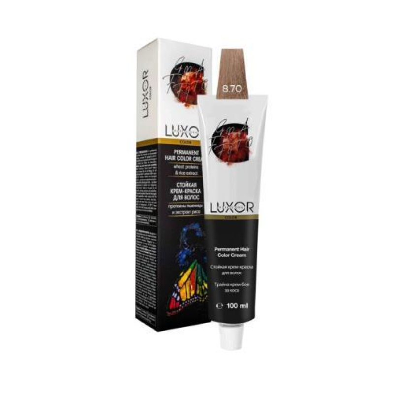 Крем-фарба для волосся 8.70 Світлий блондин інтенсивний шоколадний LUXOR Professional 100 мл